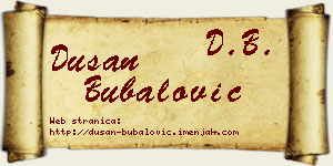 Dušan Bubalović vizit kartica